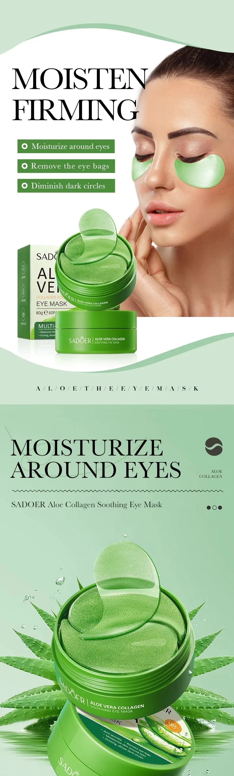 Aloe Vera Collagen Eye Mask – Reduce Dark Circles, Puffiness & Fine Lines in Minutes