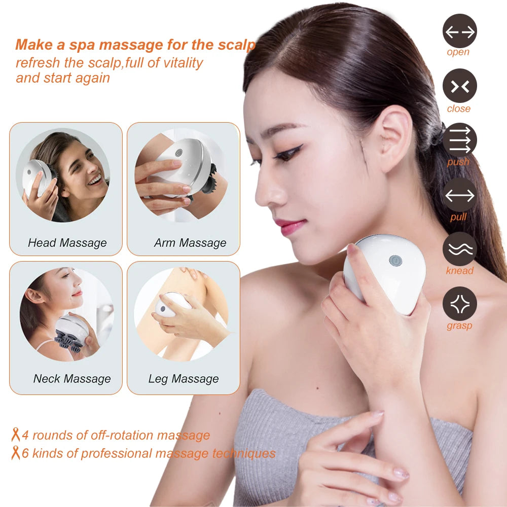 Electric Scalp Head Massager Kneading Vibrating Massage Relax Shoulder Neck Leg Arm Deep Tissue Massage Cat Pet Massager