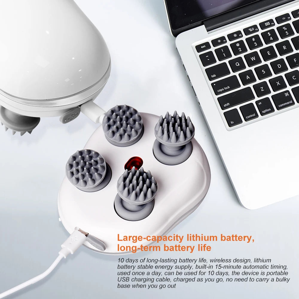 Electric Scalp Head Massager Kneading Vibrating Massage Relax Shoulder Neck Leg Arm Deep Tissue Massage Cat Pet Massager